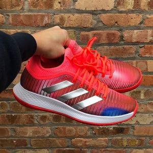 adidas Defiant Generation Women’s Tennis Shoe- Turbo/Silver Metallic/White Size8